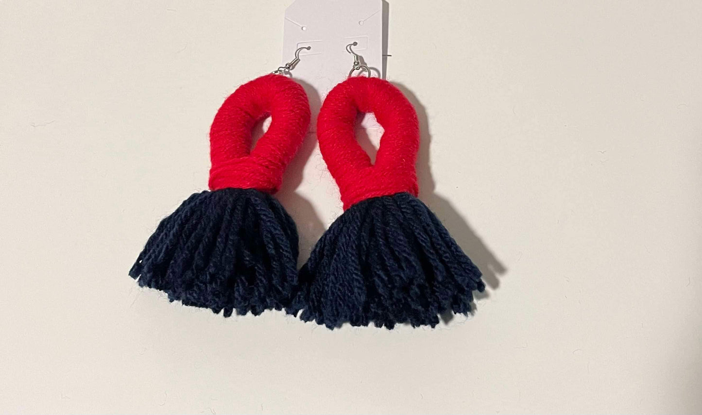 Red & Black Tassel Earrings